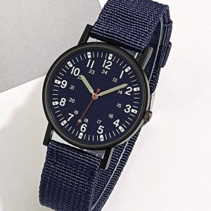 1pc Men's Nylon Strap Quartz Watch, Holiday Gift Blue