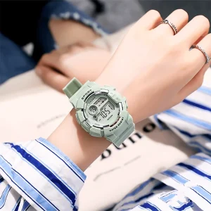 Fresh And High-Profile Girls Electronic Watch For Middle Or High School Students, Youth Couples Sports Digital Watch Grey